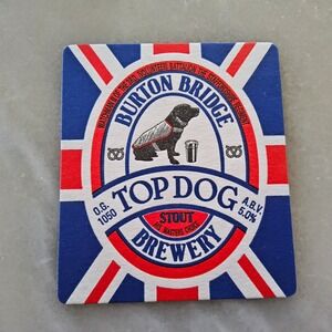 Burton‎ Bridge Top Dog Stout Brewery Beer Coaster Union Jack UK